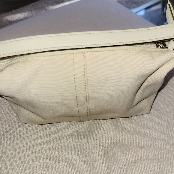 Coach Purse/Ivory-gold brown/Vintage - Picture 2 of 3